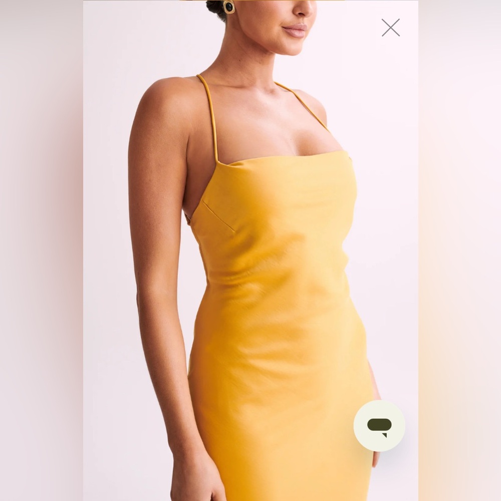Meshki Sydney Straight Neck Slip Yellow Maxi Dress